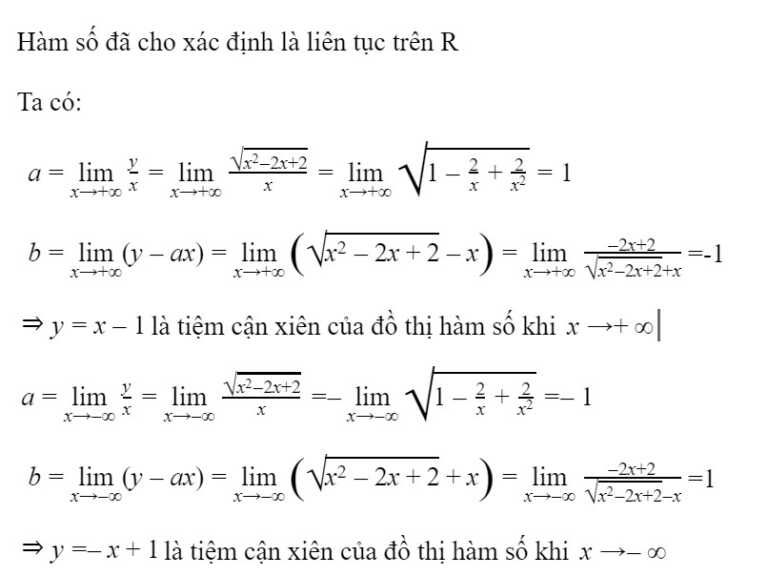 Phương pháp tìm đường tiệm cận xiên của đồ thị hàm số - các bài tập áp dụng 4