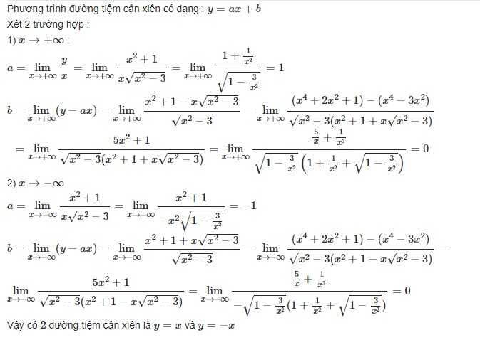 Phương pháp tìm đường tiệm cận xiên của đồ thị hàm số - các bài tập áp dụng 6