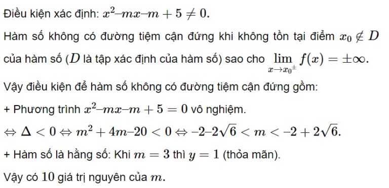 Dạng bài đường tiệm cận của đồ thị hàm số có tham số cực chi tiết 9