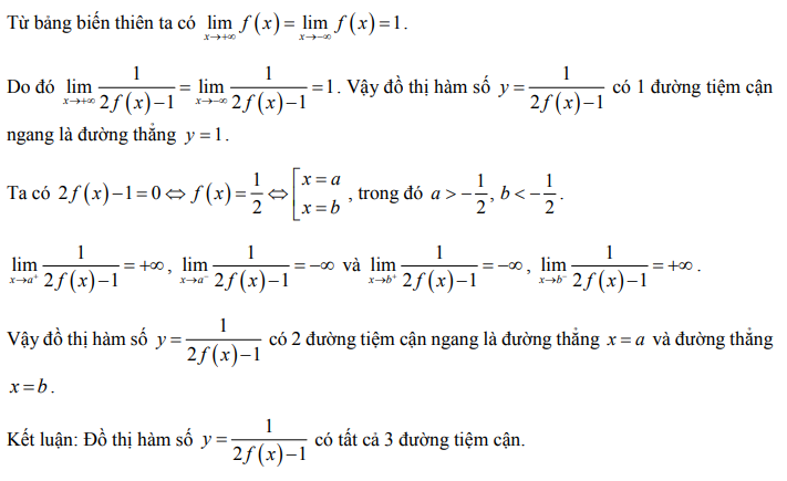 Phương pháp giải và bài tập tìm đường tiệm cận của g[f(x)] khi biết f(x) cực hay 13