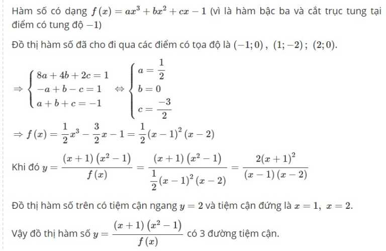 Phương pháp giải và bài tập tìm đường tiệm cận của g[f(x)] khi biết f(x) cực hay 16