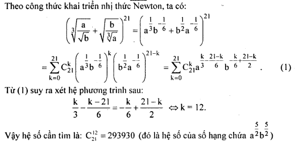 Bài tập trắc nghiệm nhị thức Newton có lời giải chi tiết 5