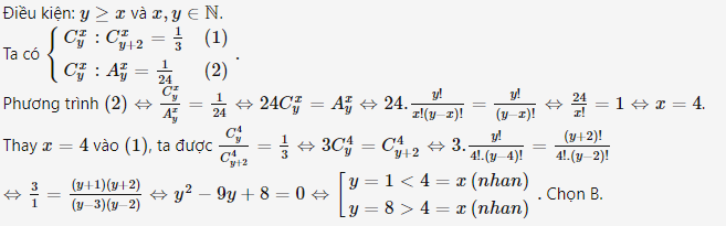 Bài tập phương trình, bất phương trình tổ hợp chỉnh hợp có lời giải chi tiết 11