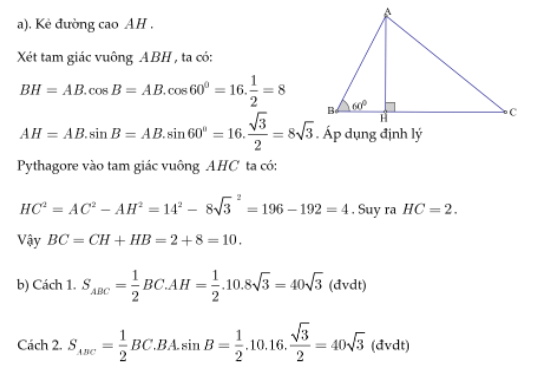 Hệ thức lượng trong tam giác và giải tam giác - Lý thuyết và bài tập có đáp án 21